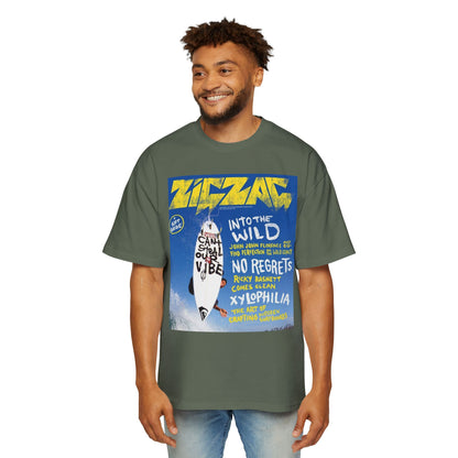 Surf Poster Graphic Tee — "Into the Wild / No Regrets" Oversized Men’s T‑Shirt