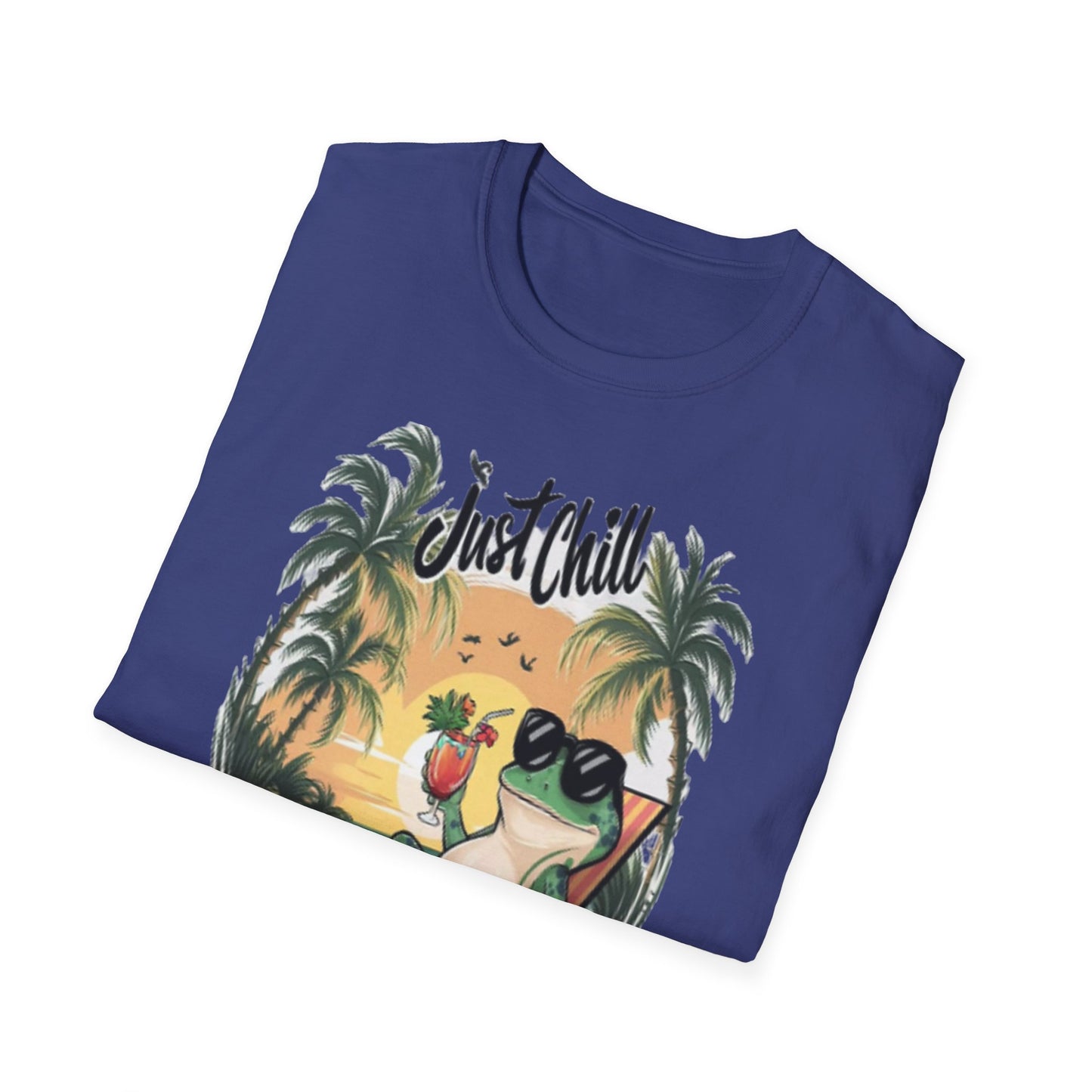 Just Chill Unisex Softstyle T-Shirt - Relaxing Frog Design for Casual Summer Vibes