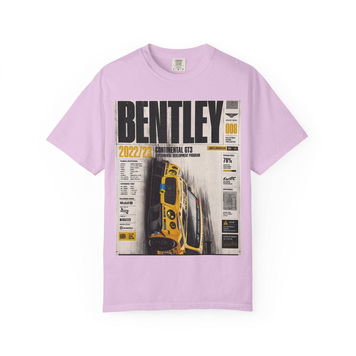 Bentley Magazine Cover T-Shirt – Yellow Sports Car Graphic Tee