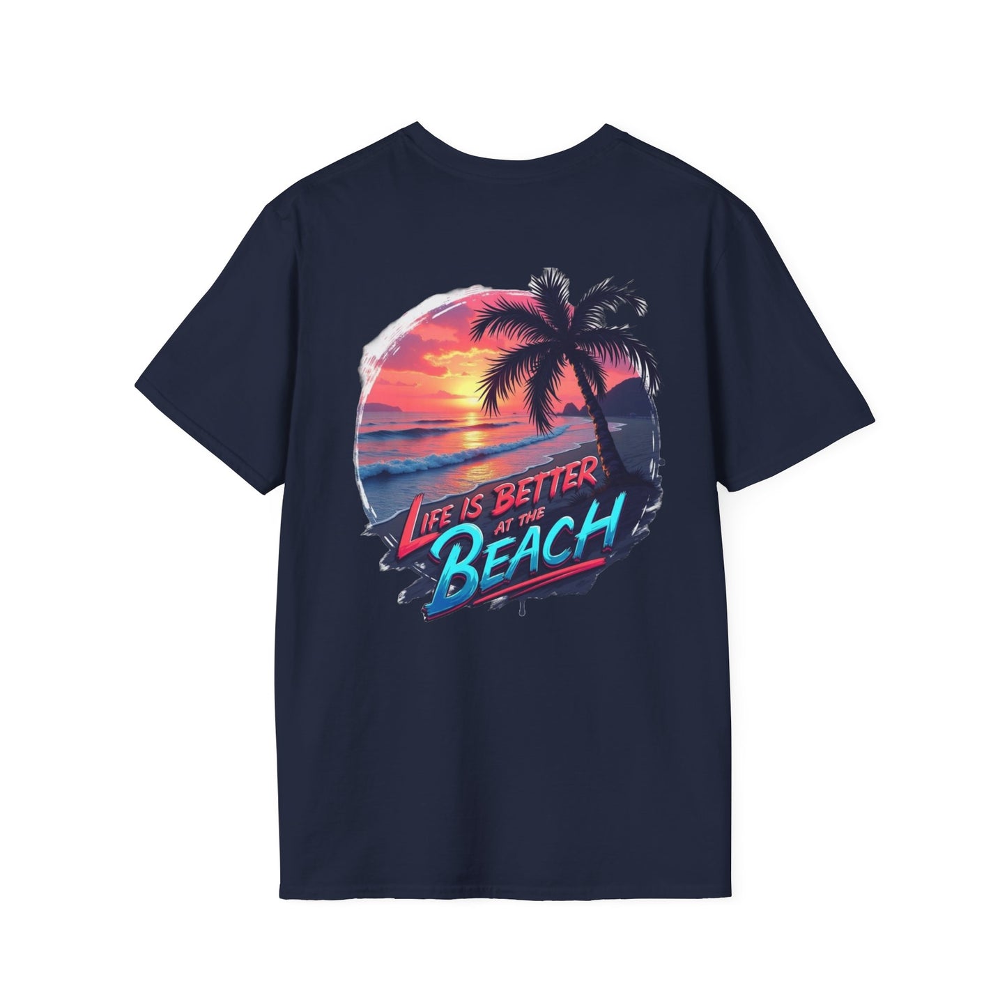 Unisex Softstyle Beach T-Shirt - "Life is Better at the Beach" Graphic Tee