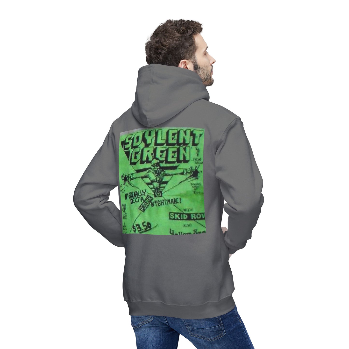 Retro Graphic Unisex Hooded Sweatshirt - 'Solvent Green' Design