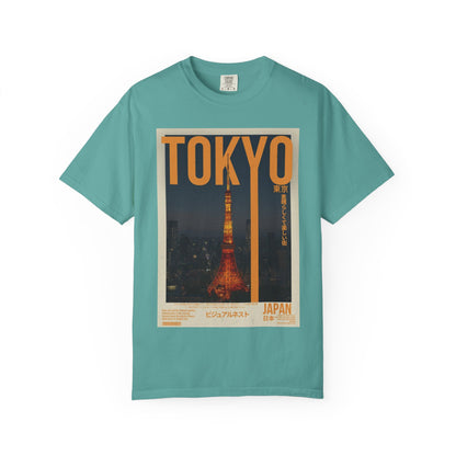 Tokyo Nightscape Graphic T-Shirt — Vintage Japan Tower Travel Poster Tee