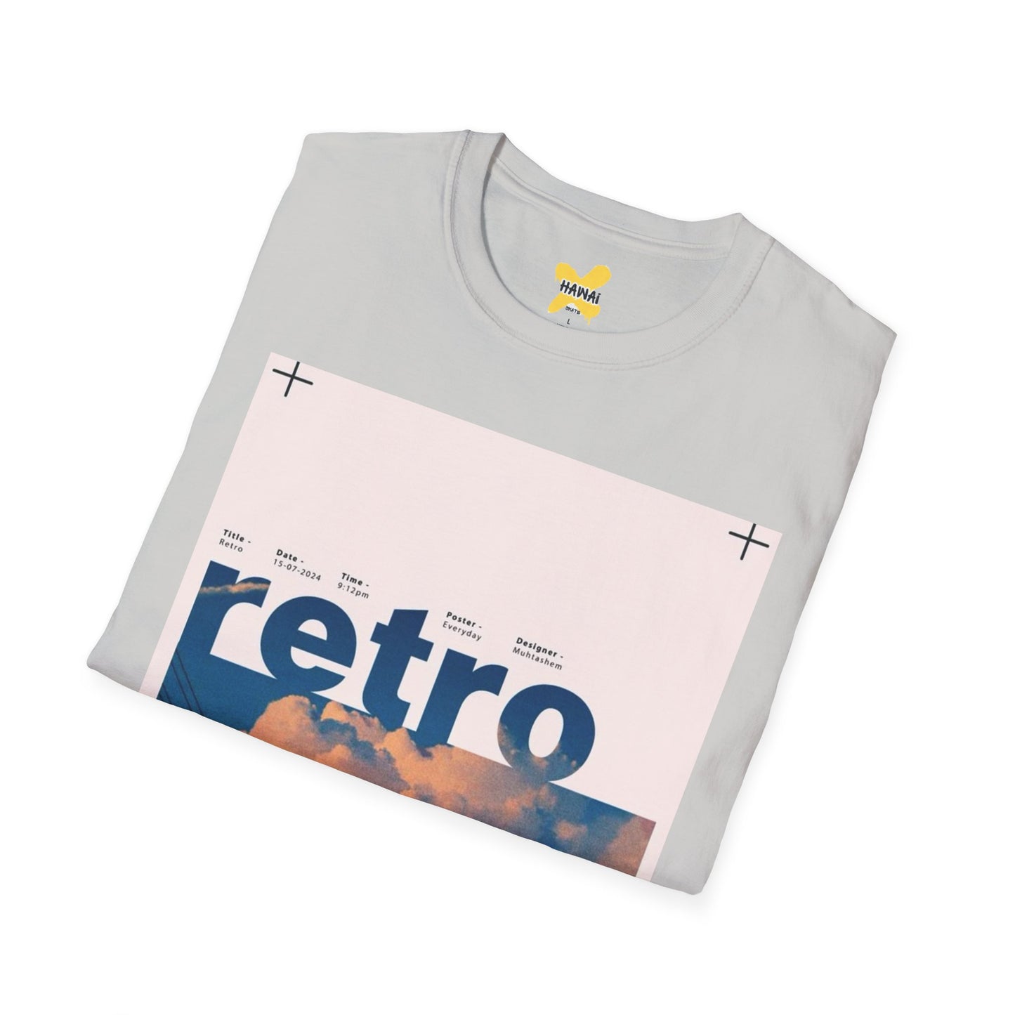 Retro Aesthetic Unisex Softstyle T-Shirt - Vintage Clouds & Texture Design