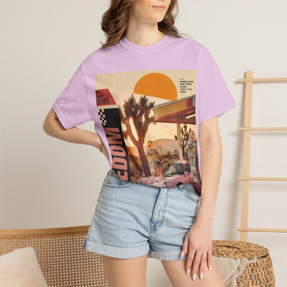 Freedom Road T-Shirt — Retro Desert Sunset Vintage Car Graphic