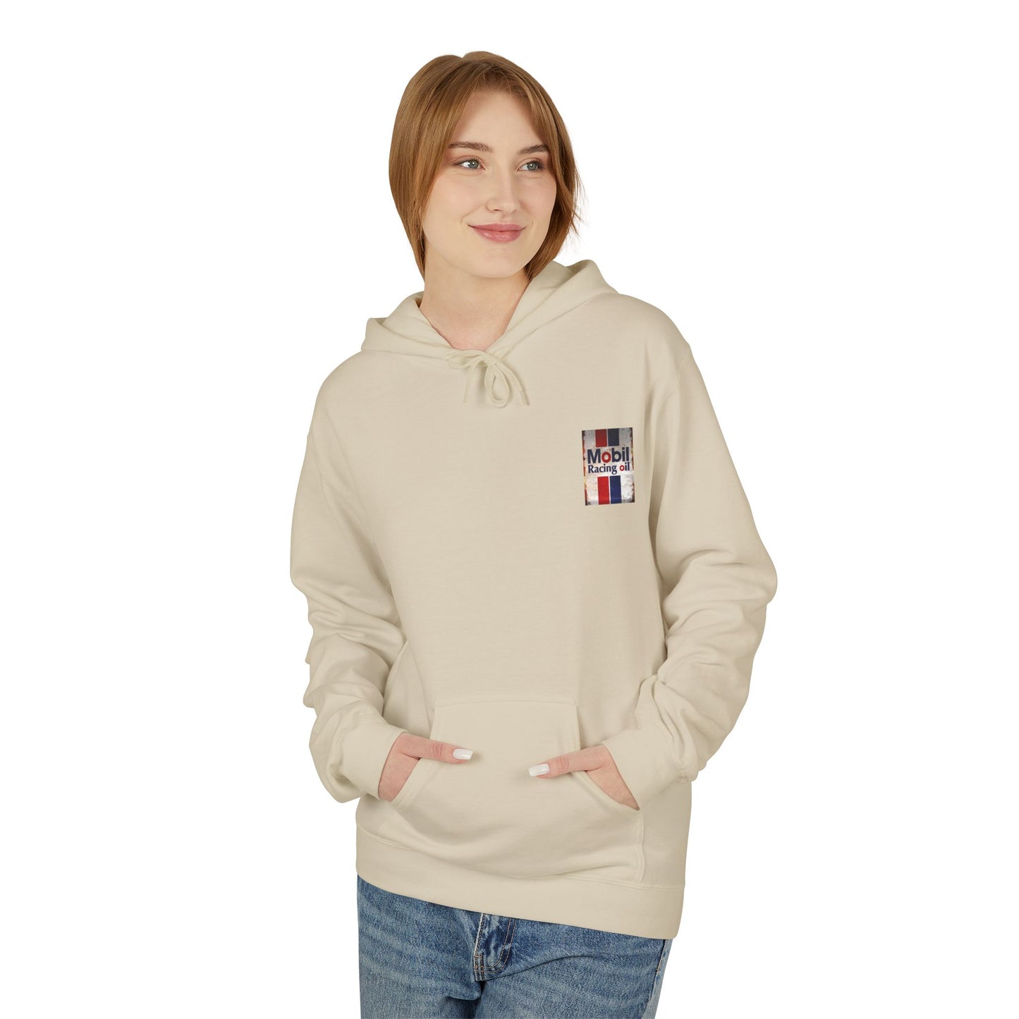 Retro Mobil Racing Oil Fleece Hoodie for Motorsport Enthusiasts