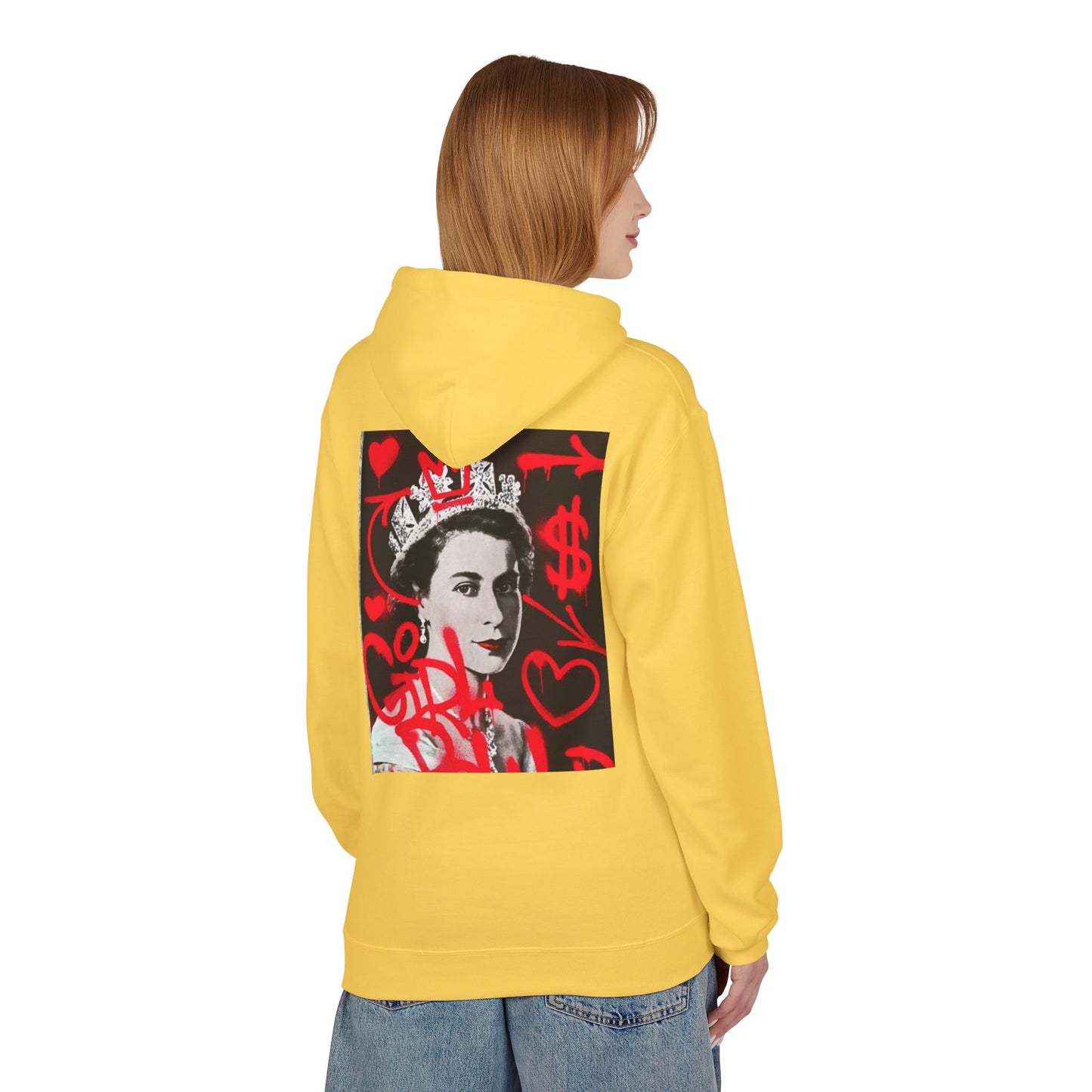 Queen Inspired Graphic Fleece Hoodie - Unisex Midweight, Cozy Apparel for Art Lovers