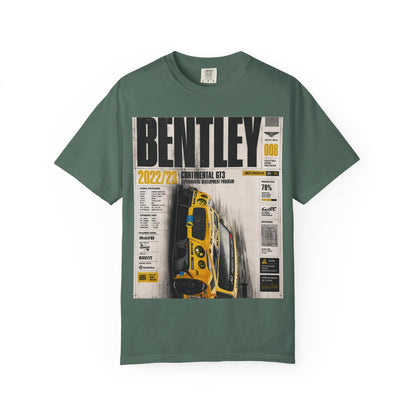 Bentley Continental GT Newspaper Graphic T‑Shirt — Vintage Racing Poster Tee