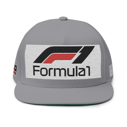Formula 1 Embroidered Flat Bill Cap – Racing Logo Snapback