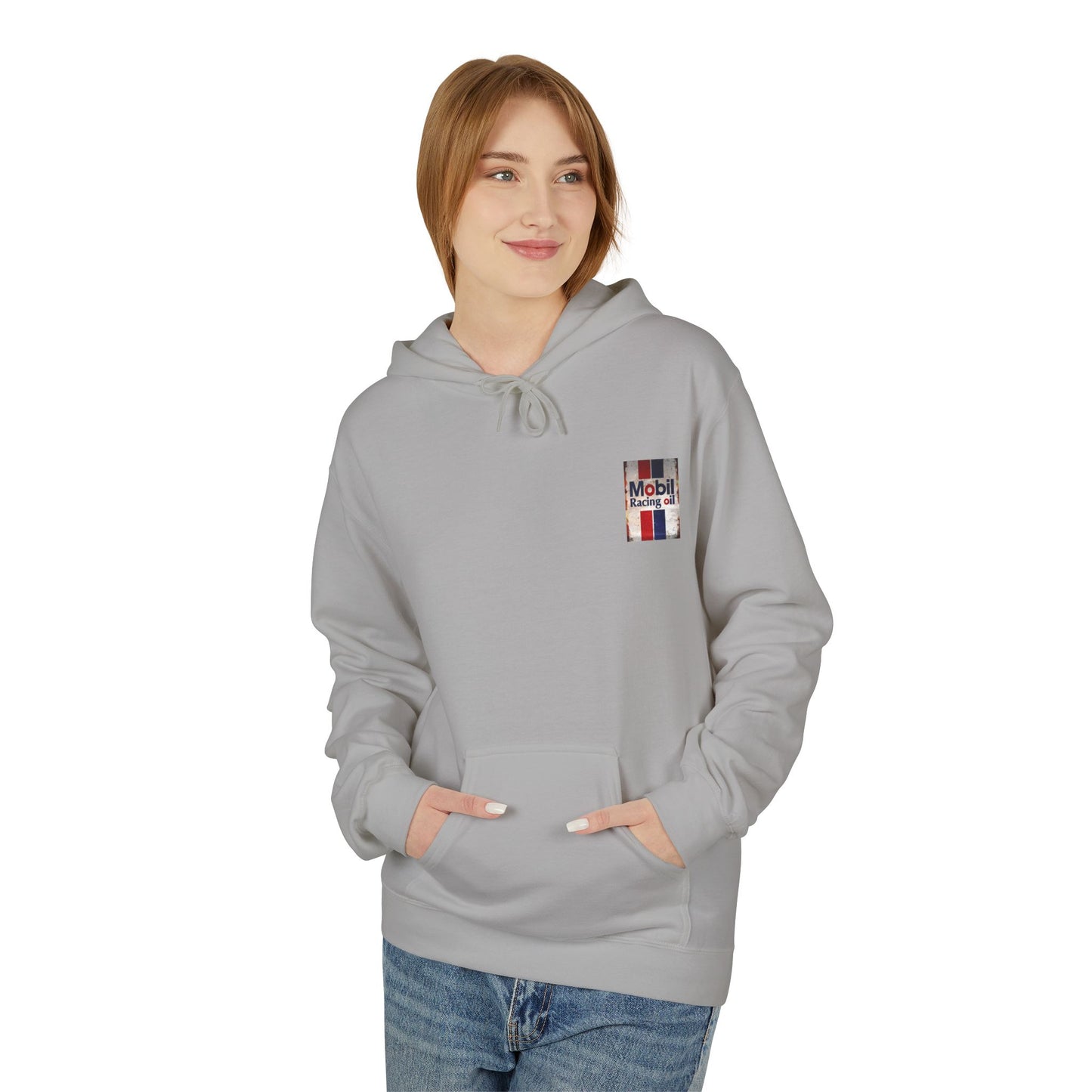 Retro Mobil Racing Oil Fleece Hoodie for Motorsport Enthusiasts