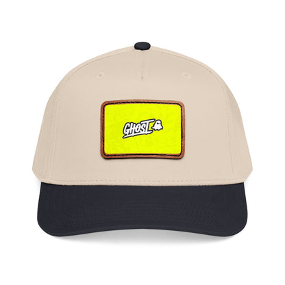 Ghost Patch Baseball Cap — Mid Profile Leather Rectangle Hat