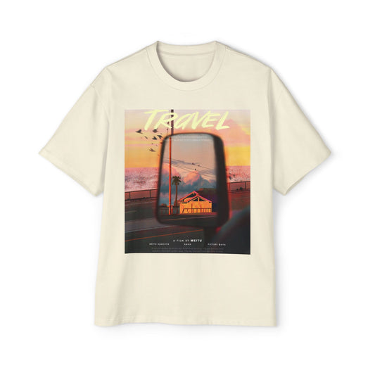 Travel Sunset Tee — Retro Roadside Mirror Graphic T-Shirt