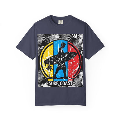 Surf Coast Unisex Garment-Dyed T-shirt - Retro Beach Vibes, Summer Essential, Surfing Gift, Casual Wear, Vacation Style