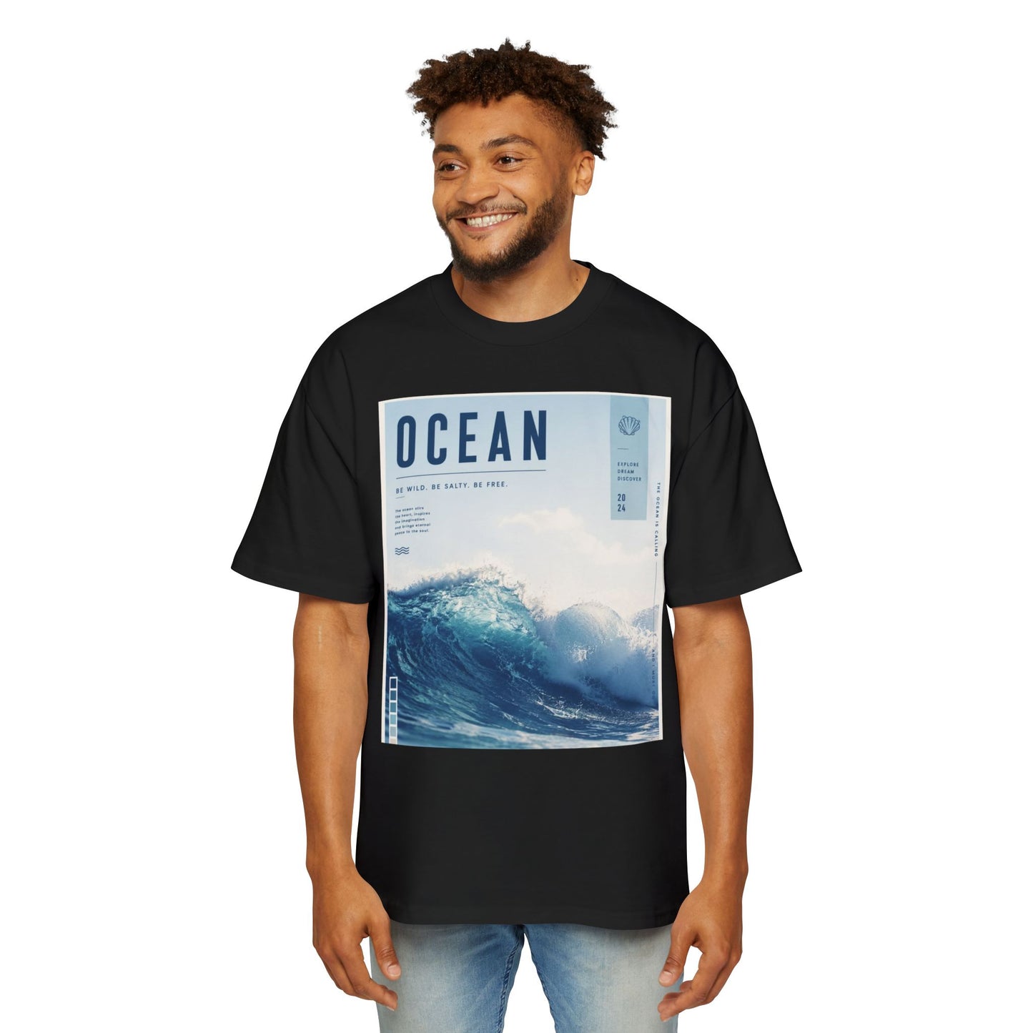 Ocean Wave Graphic Tee — "OCEAN" Coastal Photo Print T-Shirt