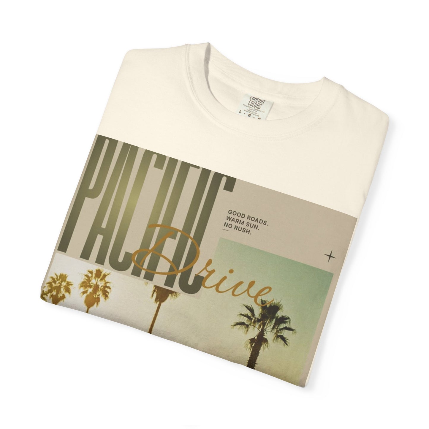 Pacific Drive Vintage Beach T-Shirt – Sunset Palm Coastal Graphic Tee