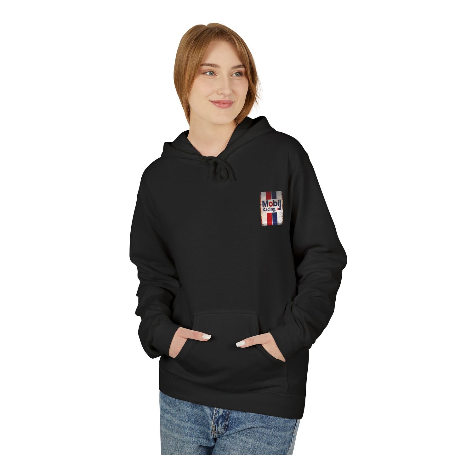 Retro Mobil Racing Oil Fleece Hoodie for Motorsport Enthusiasts