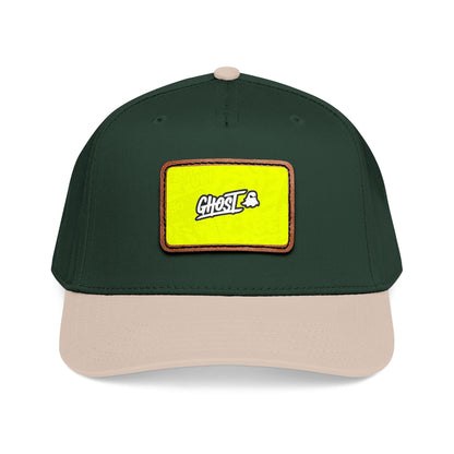 Ghost Patch Baseball Cap — Mid Profile Leather Rectangle Hat