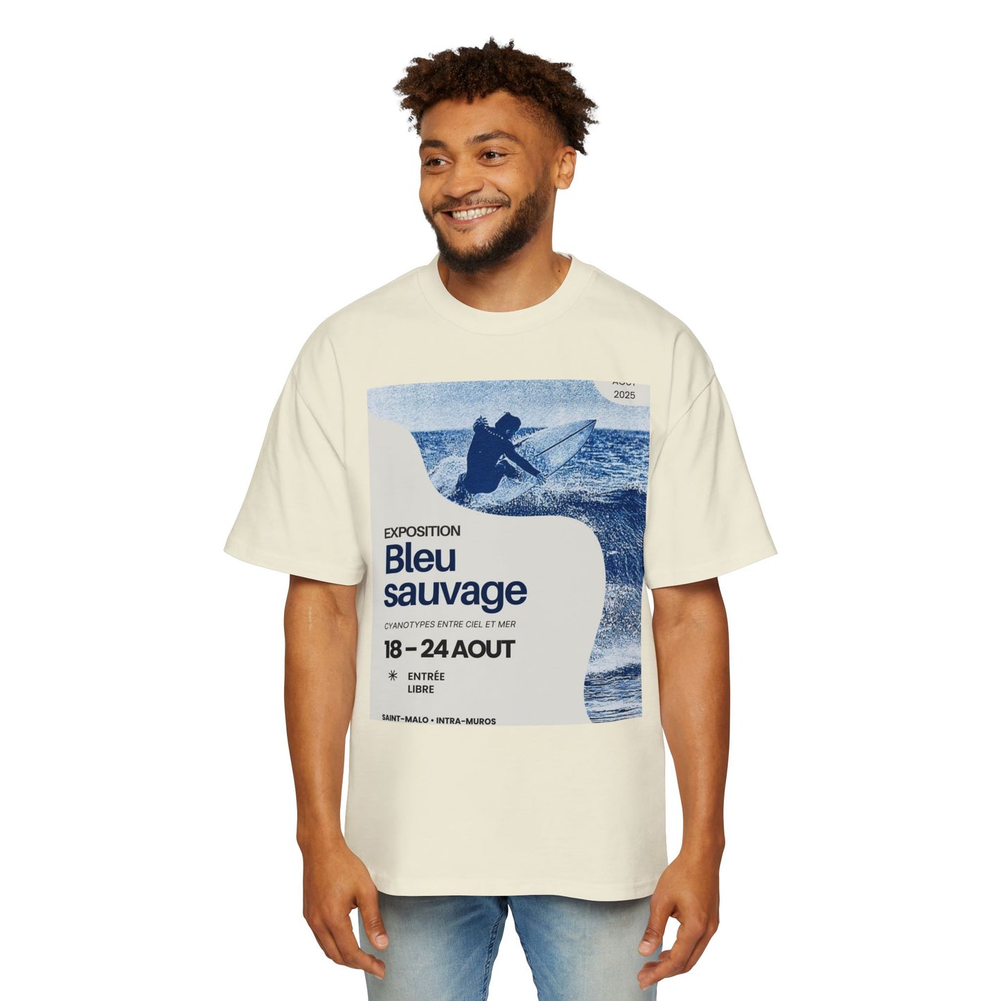 Bleu Sauvage Surf Tee — Men's Oversized Graphic T-Shirt