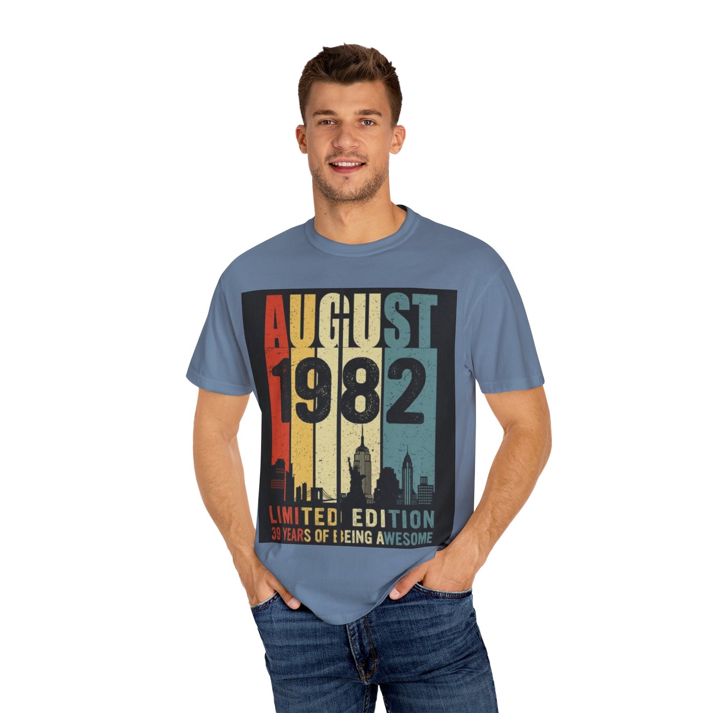 Limited Edition August 1982 Unisex Garment-Dyed T-Shirt - Celebrate 39 Years of Being Awesome