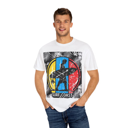Surf Coast Unisex Garment-Dyed T-shirt - Retro Beach Vibes, Summer Essential, Surfing Gift, Casual Wear, Vacation Style