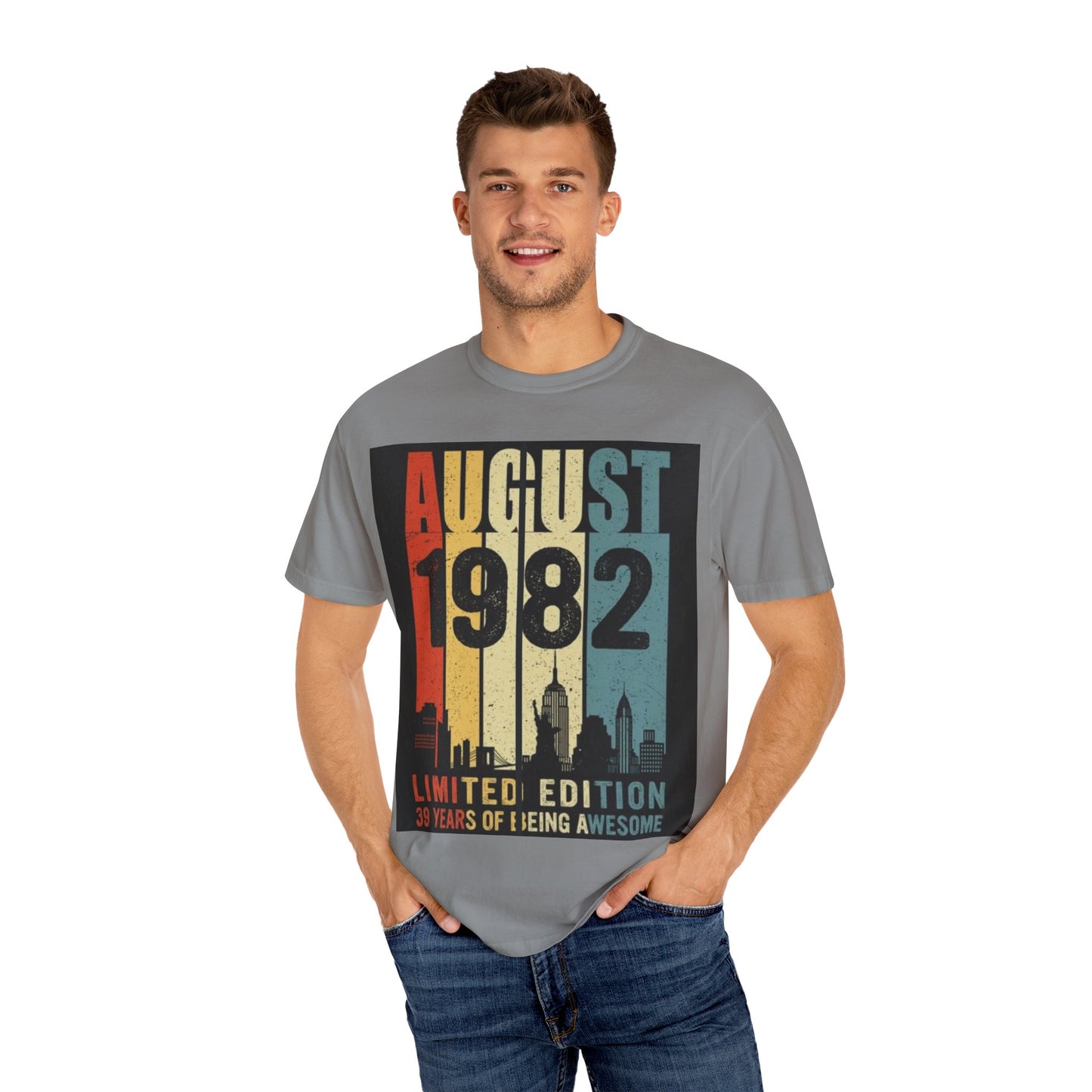 Limited Edition August 1982 Unisex Garment-Dyed T-Shirt - Celebrate 39 Years of Being Awesome