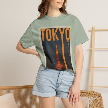 Tokyo Nightscape Graphic T-Shirt — Vintage Japan Tower Travel Poster Tee