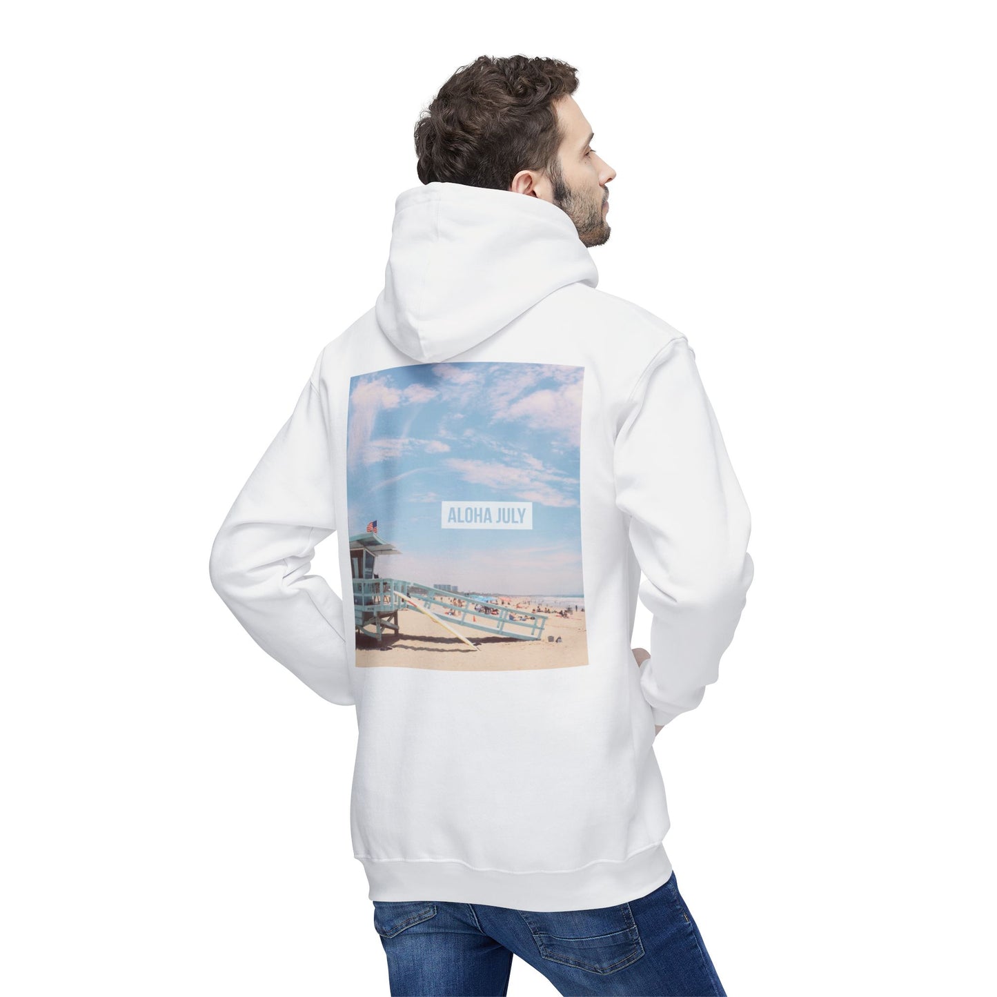 Aloha July Unisex Hooded Sweatshirt - Beach Vibes, Made in USA