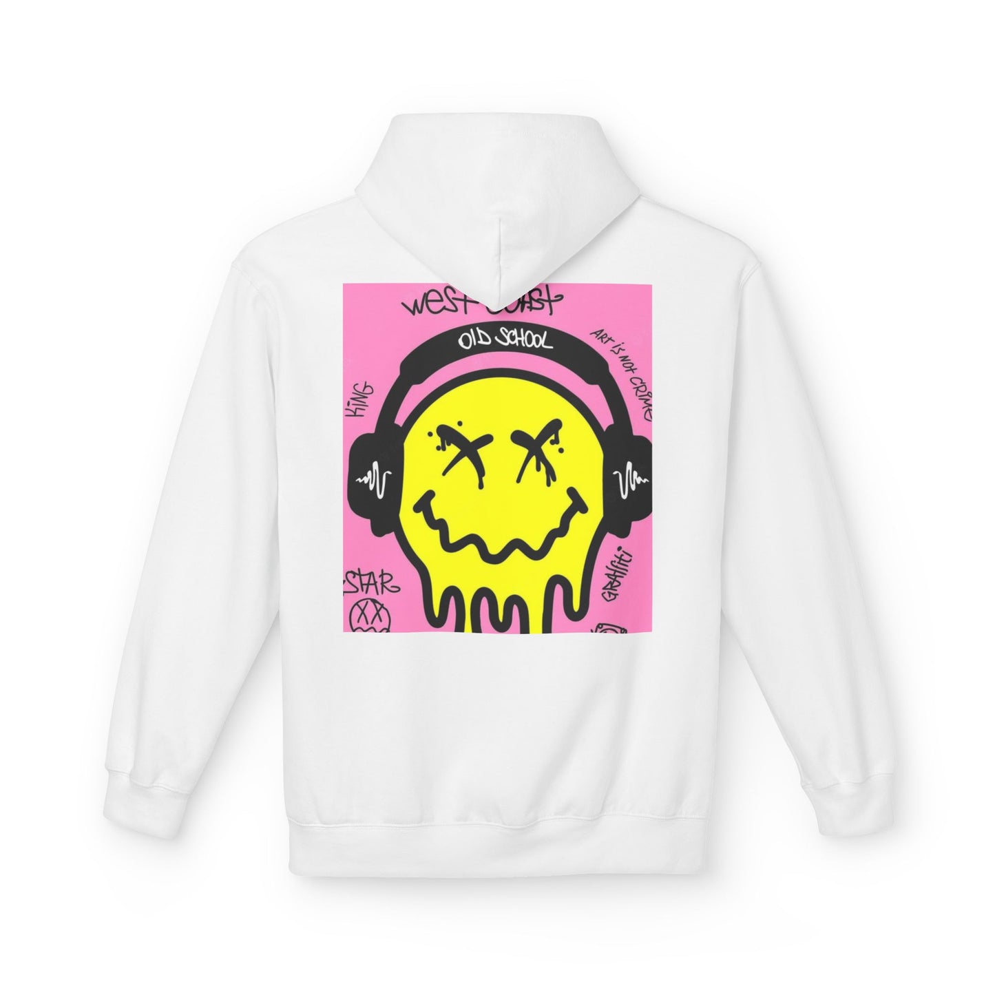 Retro Graffiti Hoodie – Unisex Midweight Fleece with Vibrant Yellow Design