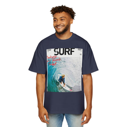 Surf Photo Graphic Tee — "Surf" Wave Rider Men's Oversized T-Shirt