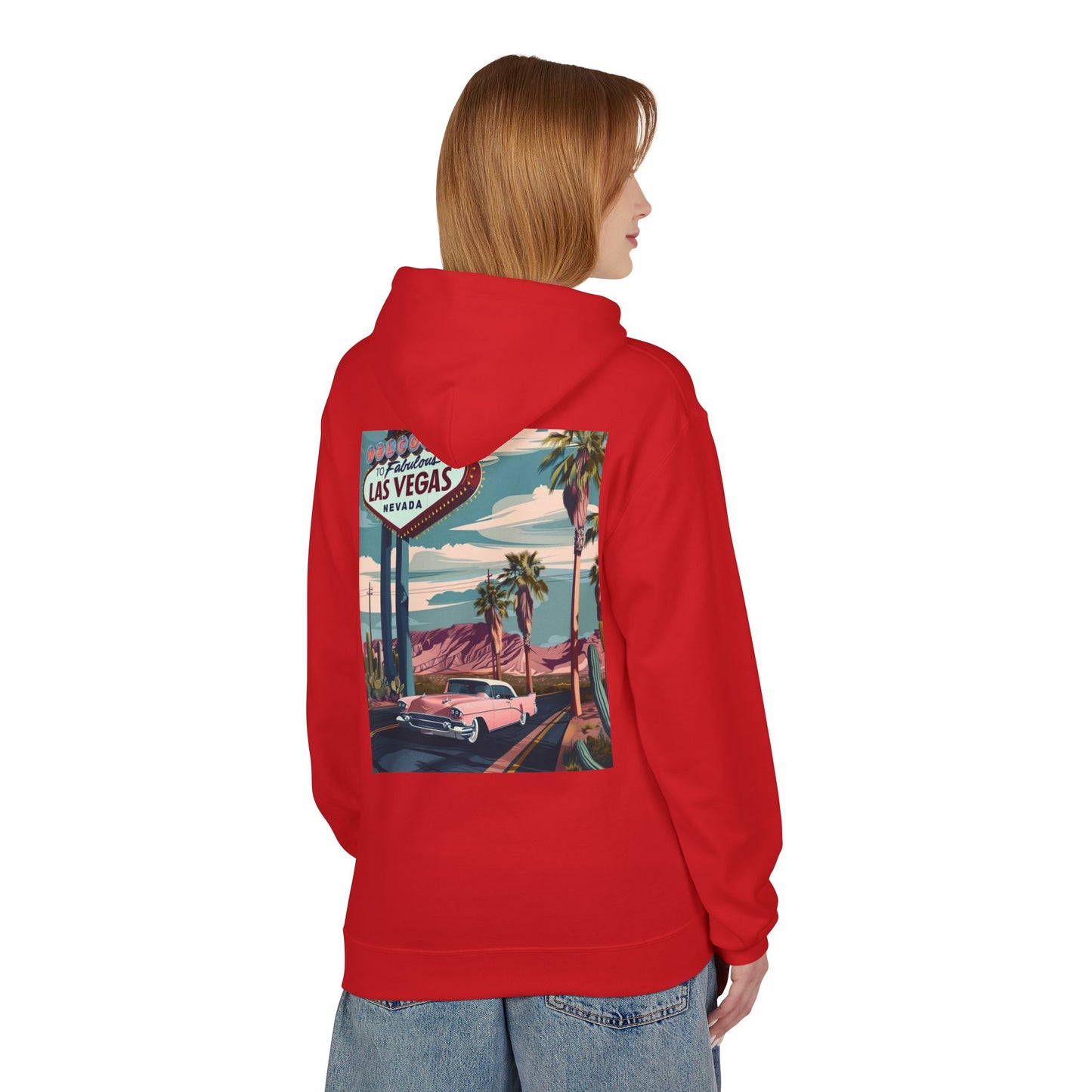 Retro Las Vegas Fleece Hoodie - Unisex Midweight Sweatshirt