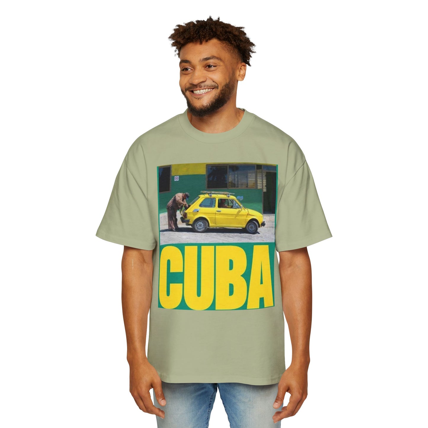 Cuba Vintage Photo Tee — Retro Yellow Car Graphic T-Shirt