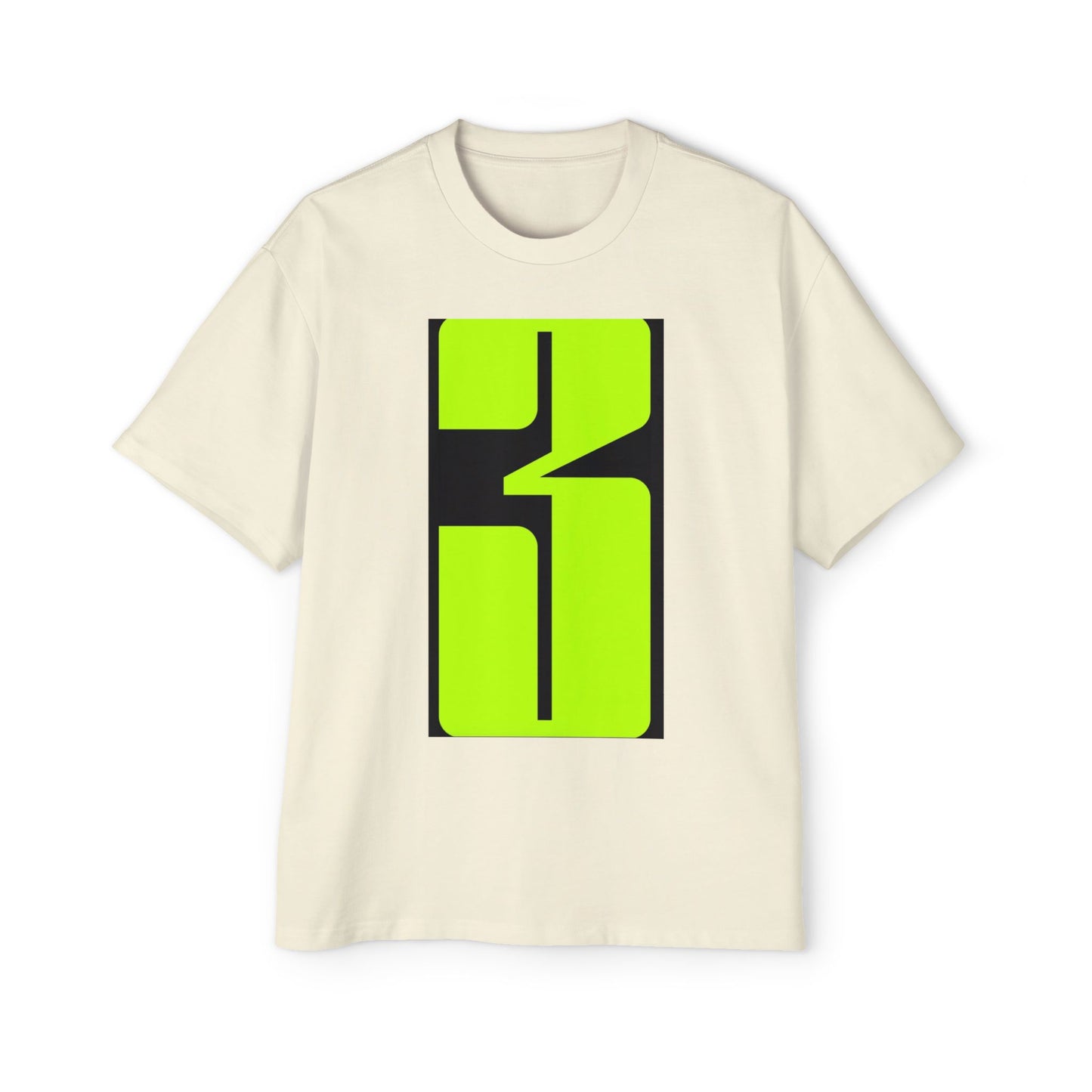 Oversized Tee — Neon Abstract '3' Graphic