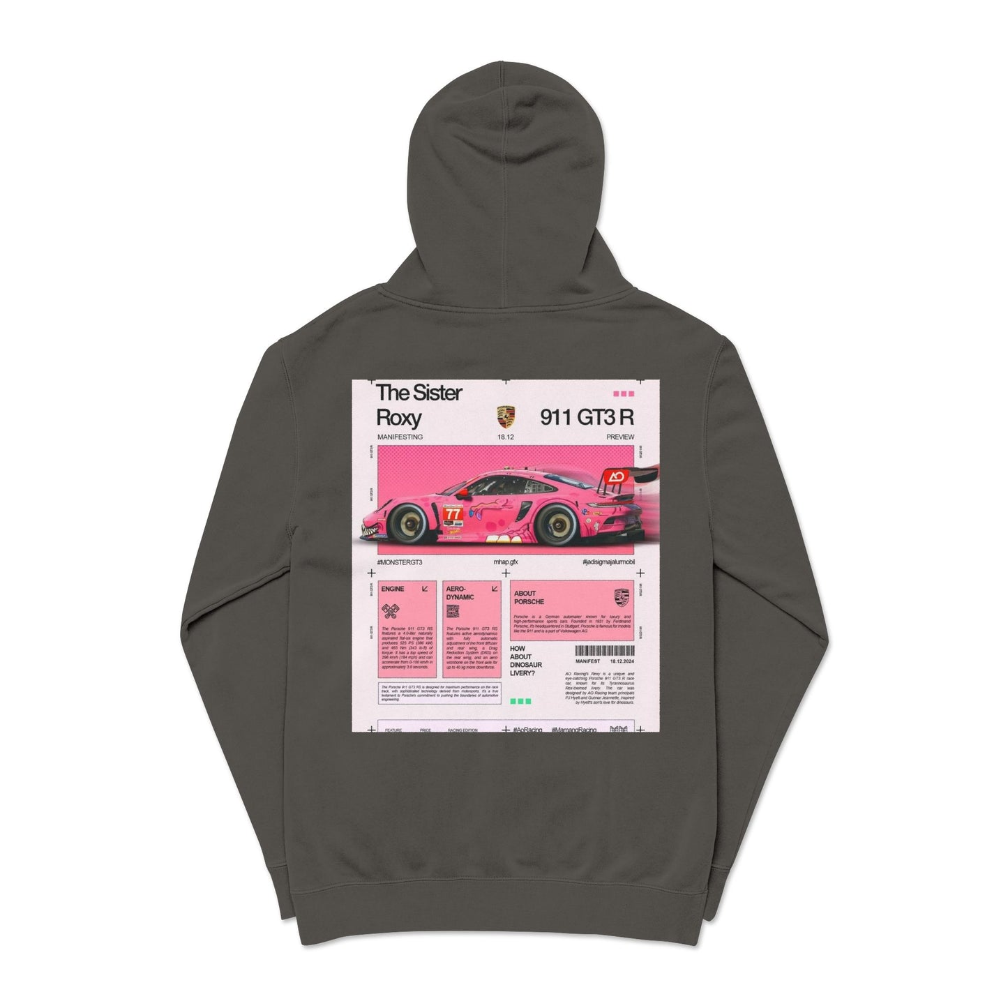 Pigment-Dyed Hoodie — Retro Racing Car Graphic ("911 GT3R")