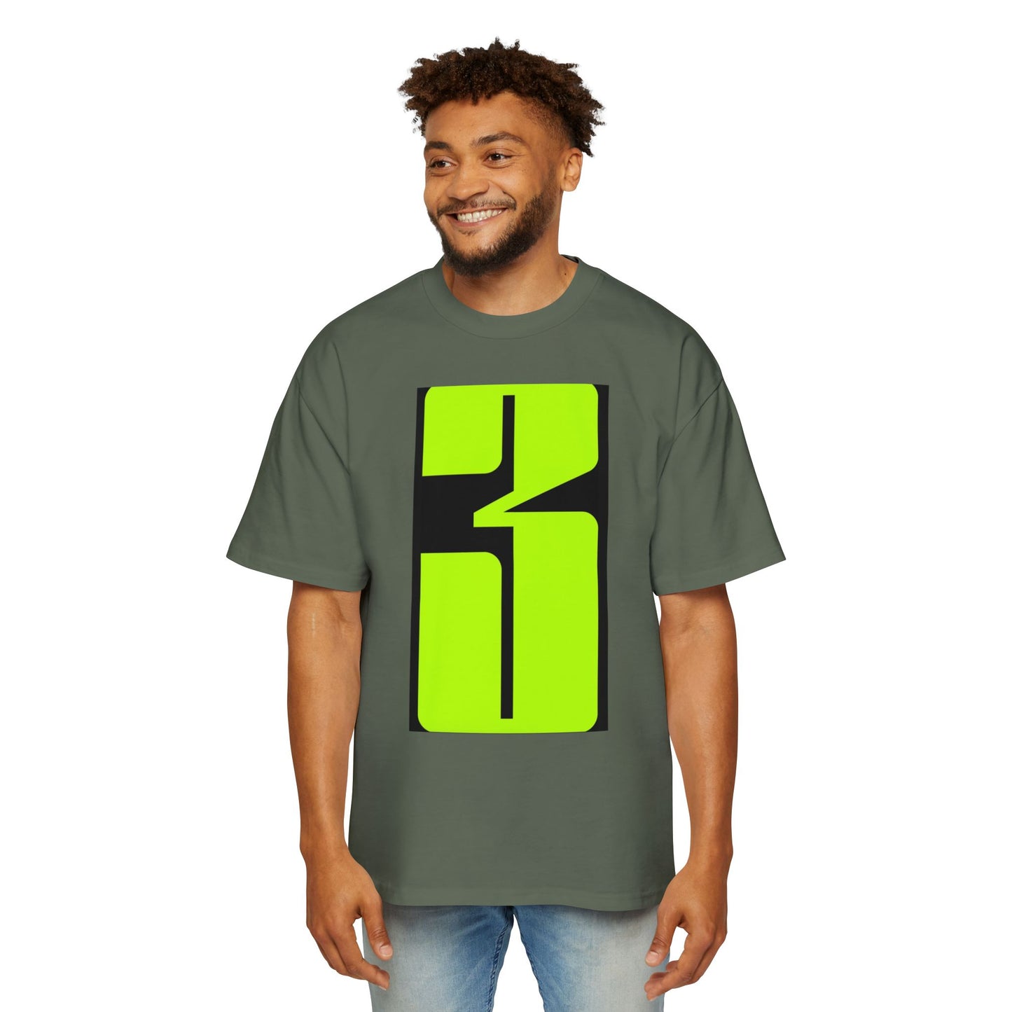 Oversized Tee — Neon Abstract '3' Graphic