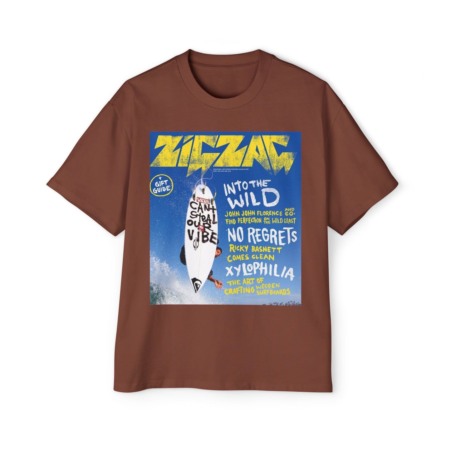 Surf Poster Graphic Tee — "Into the Wild / No Regrets" Oversized Men’s T‑Shirt