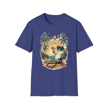 Just Chill Unisex Softstyle T-Shirt - Relaxing Frog Design for Casual Summer Vibes