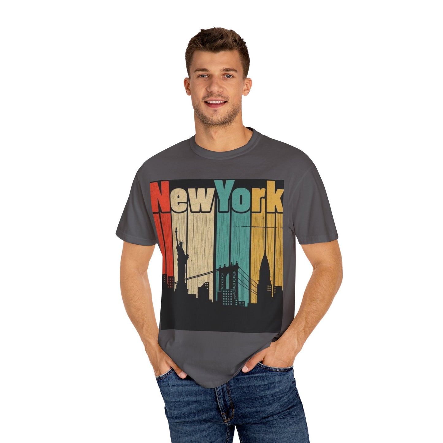 New York Skyline Graphic Tee | Unisex Vintage T-Shirt | Perfect for Travelers, Souvenir, NYC Lovers, Casual Wear, Gifts