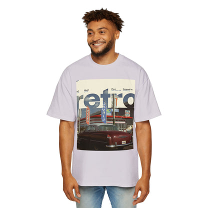 Retro Garage Tee — Vintage Car Photo Oversized T-Shirt