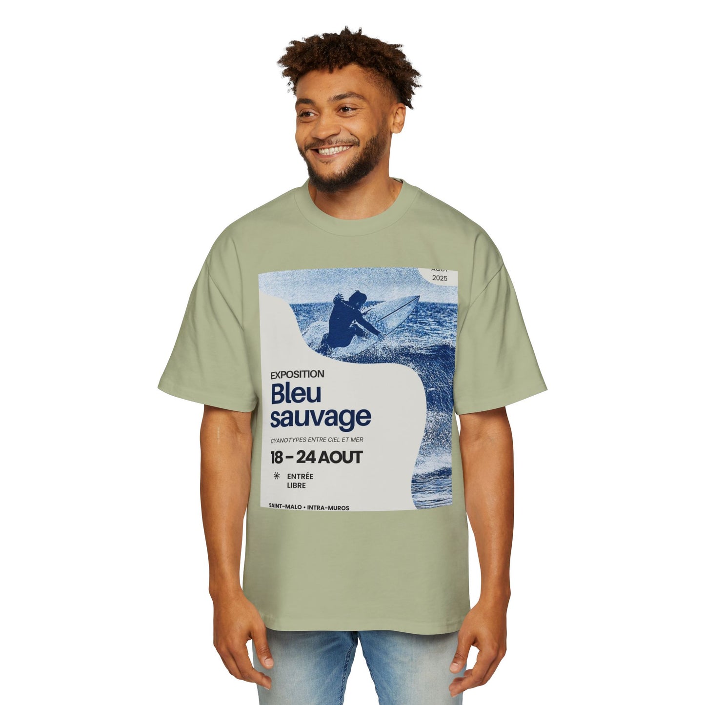 Bleu Sauvage Surf Tee — Men's Oversized Graphic T-Shirt