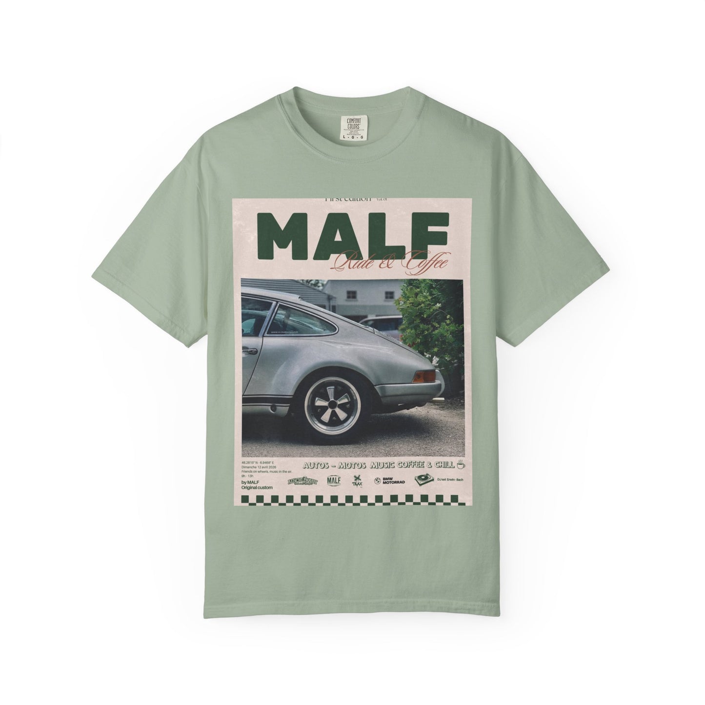 Vintage Porsche Photo Tee — "MALF Live to Ride" Graphic T-Shirt