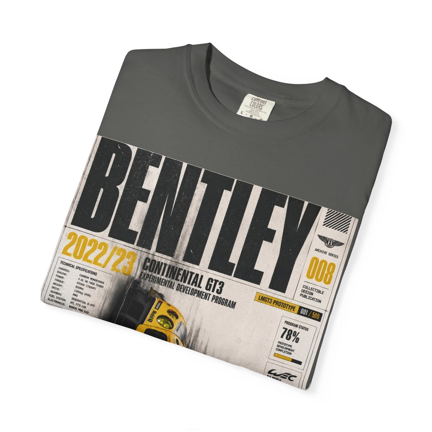Bentley Continental GT Newspaper Graphic T‑Shirt — Vintage Racing Poster Tee