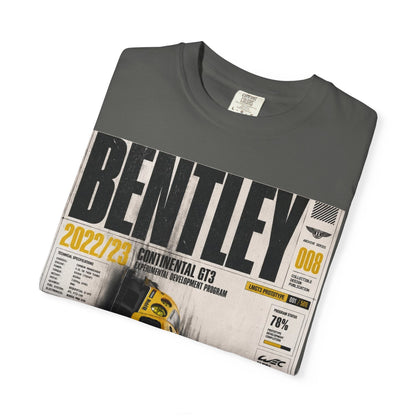 Bentley Continental GT Newspaper Graphic T‑Shirt — Vintage Racing Poster Tee