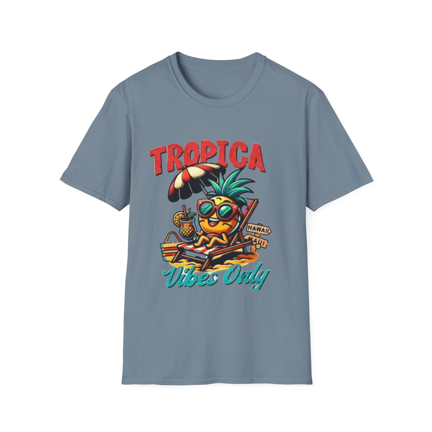 Tropical Vibes Unisex Softstyle T-Shirt - Fun Pineapple Design