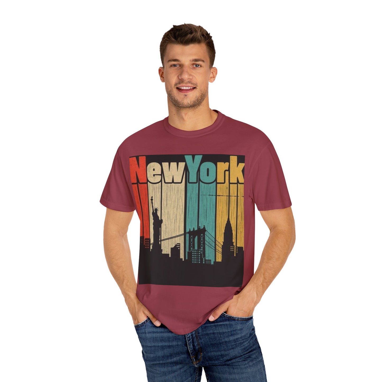 New York Skyline Graphic Tee | Unisex Vintage T-Shirt | Perfect for Travelers, Souvenir, NYC Lovers, Casual Wear, Gifts