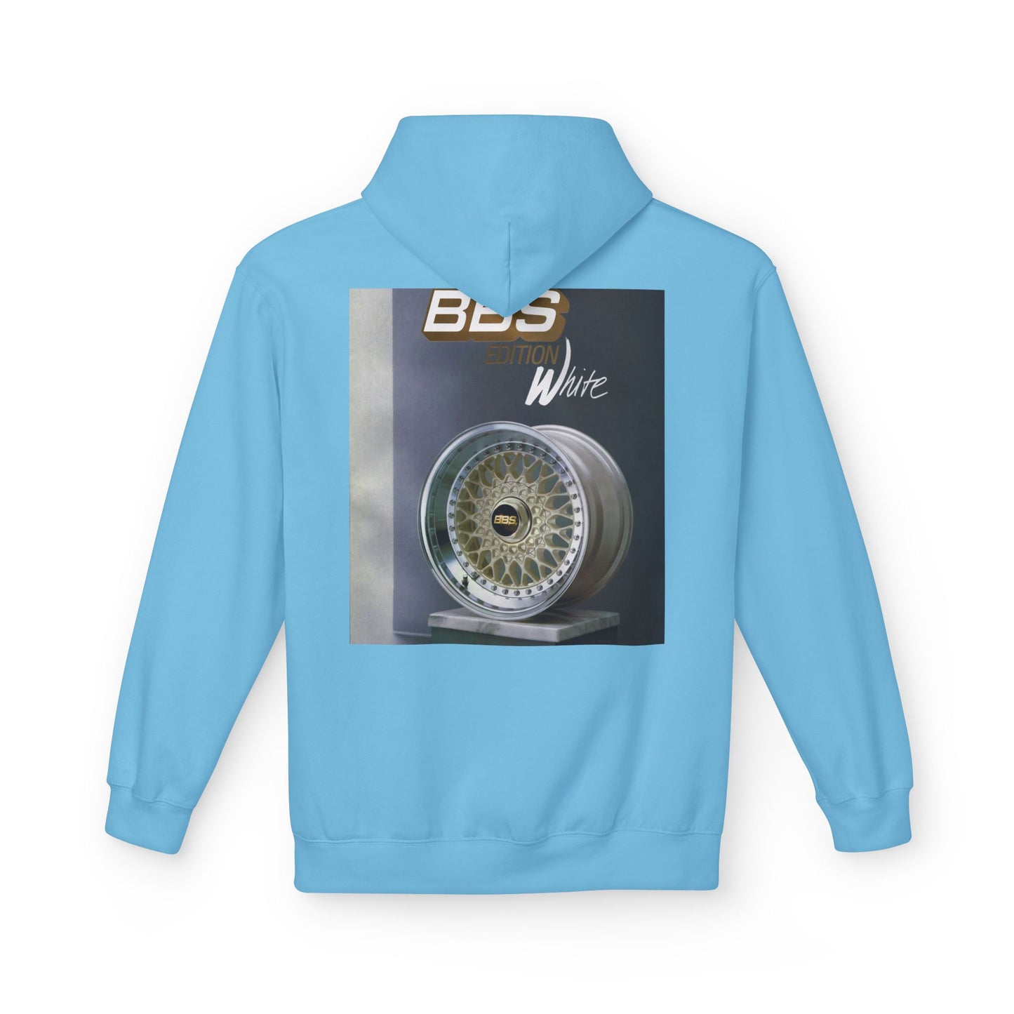 BBS Edition White Hoodie | Unisex Softstyle Fleece + Trendy Car Enthusiast Design
