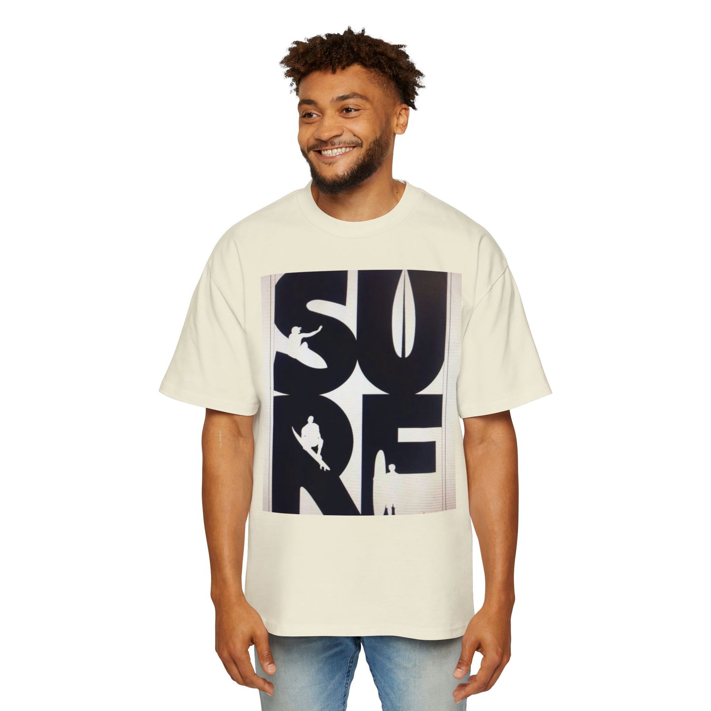 Surf Graphic Tee — Oversized Men's Surfboard Silhouette Shirt