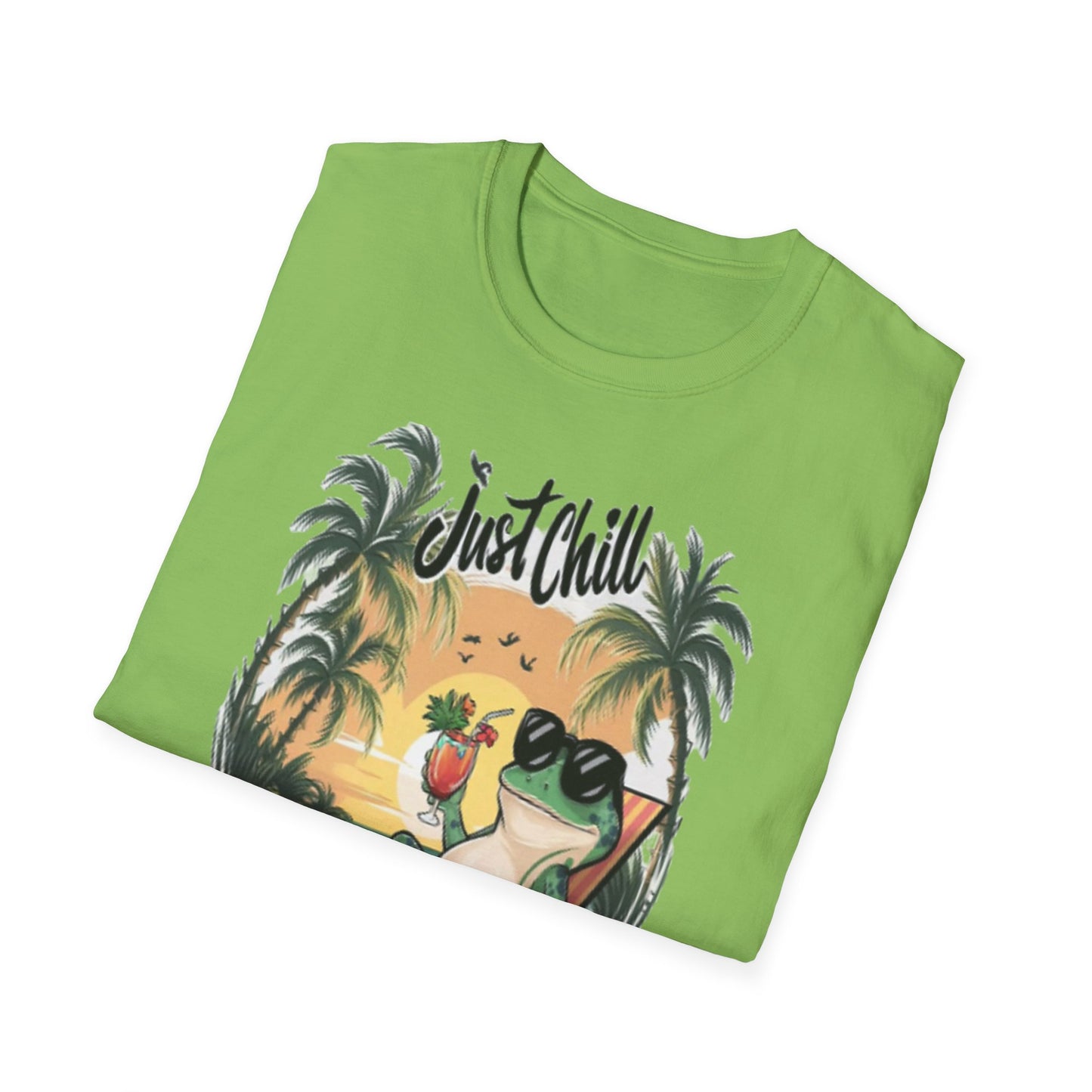 Just Chill Unisex Softstyle T-Shirt - Relaxing Frog Design for Casual Summer Vibes