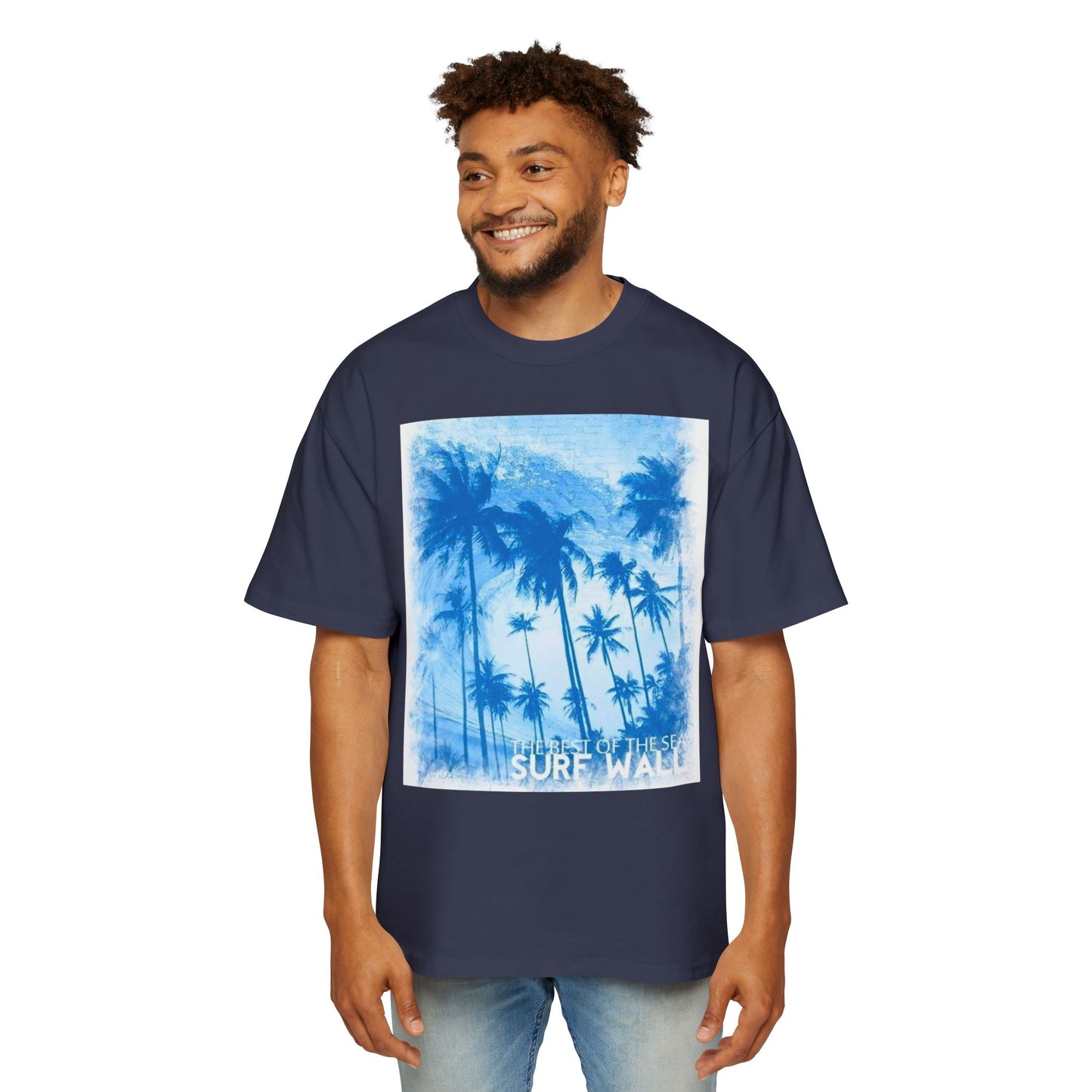 Surf Palm Tee — Blue Tropical Graphic T-Shirt