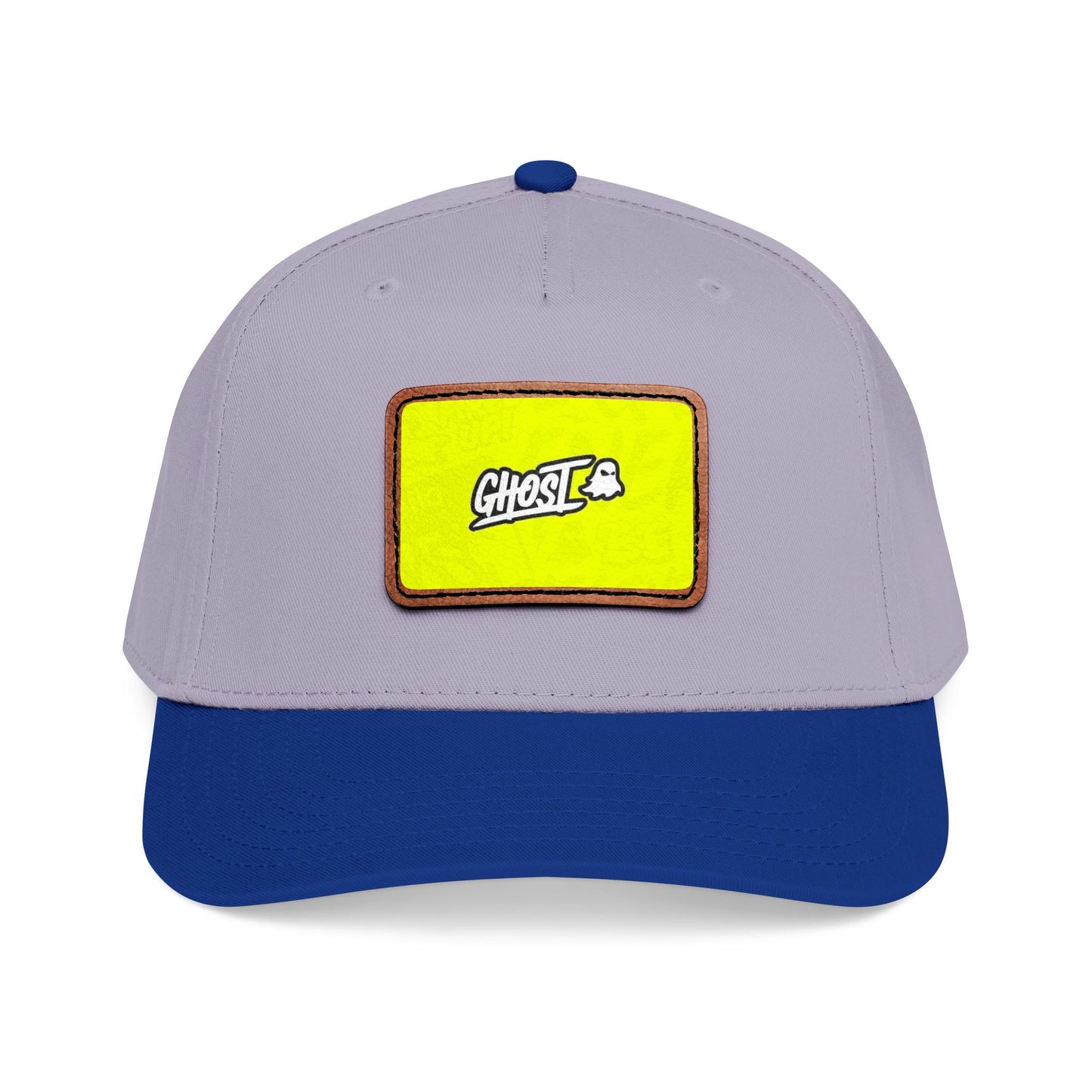 Ghost Patch Baseball Cap — Mid Profile Leather Rectangle Hat