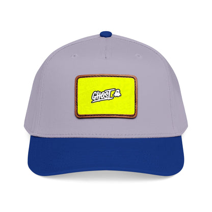 Ghost Patch Baseball Cap — Mid Profile Leather Rectangle Hat