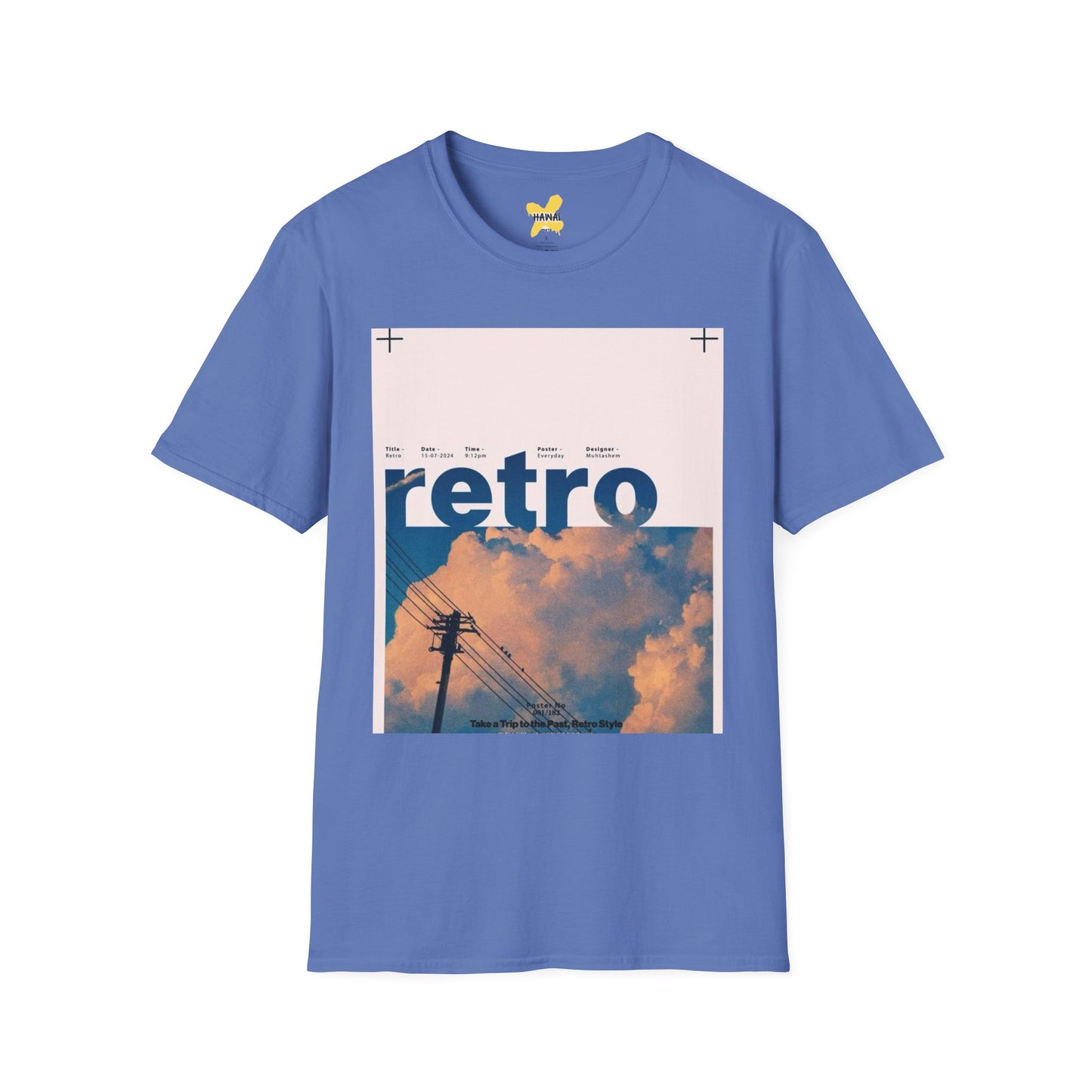 Retro Aesthetic Unisex Softstyle T-Shirt - Vintage Clouds & Texture Design